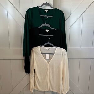 J Crew Factory vneck blouse bundle - size small